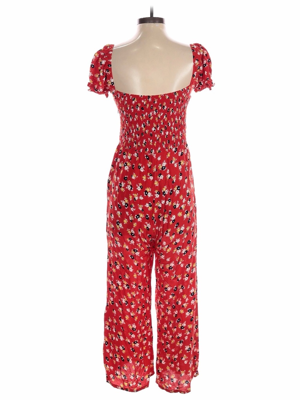 Anthropologie Faithfull the Brand Red Della Smocked Jumpsuit Medium - Picture 5 of 6